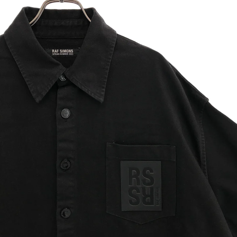 RAF SIMONS / ラフシモンズ | 2023SS | レザーパッチ オーバーサイズ デニム 半袖シャツ | M | メンズ