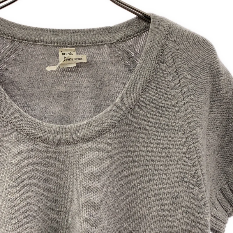 HERMES / エルメス | カシミヤ Hボタン 半袖ニット | 34 | レディース