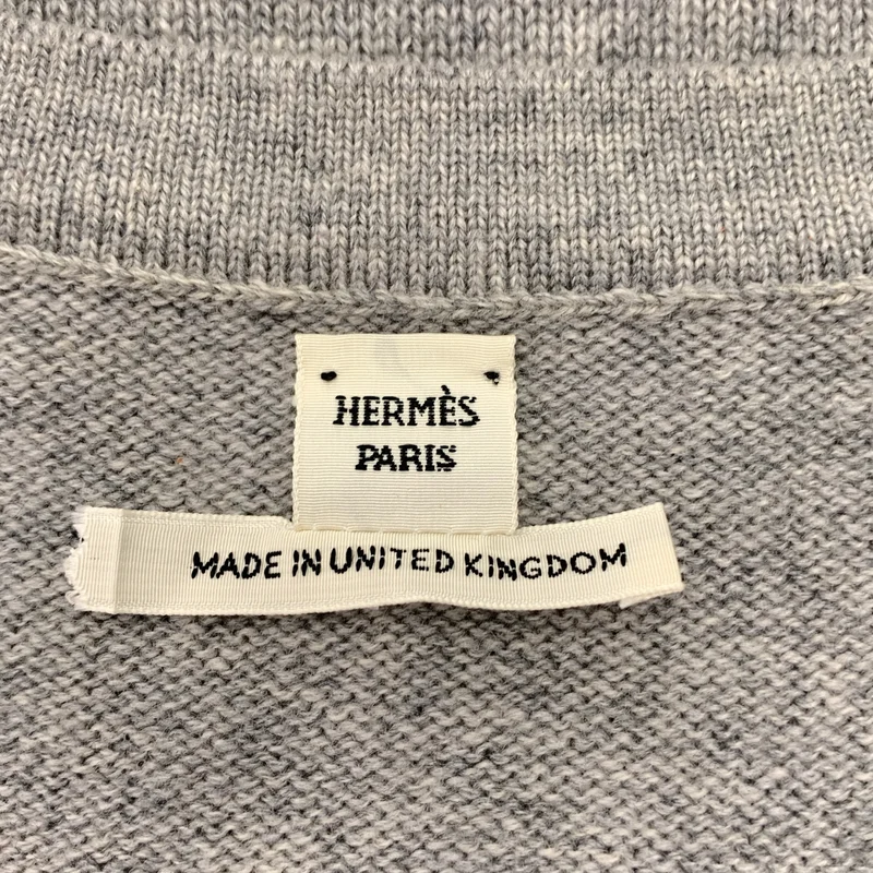 HERMES / エルメス | カシミヤ Hボタン 半袖ニット | 34 | レディース