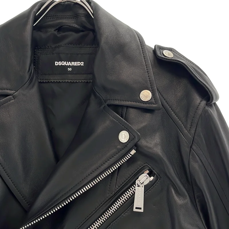 DSQUARED2 / ディースクエアード | 2025AW | Kiodo Leather Jacket / ラムレザー ダブルライダースジャケット | 50 | メンズ