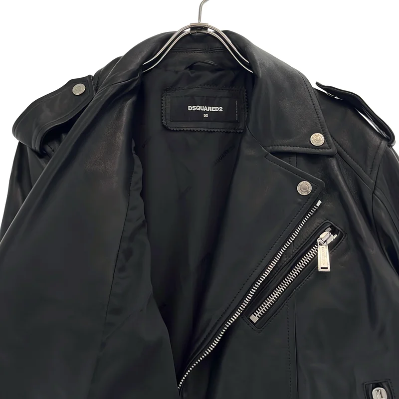 DSQUARED2 / ディースクエアード | 2025AW | Kiodo Leather Jacket / ラムレザー ダブルライダースジャケット | 50 | メンズ