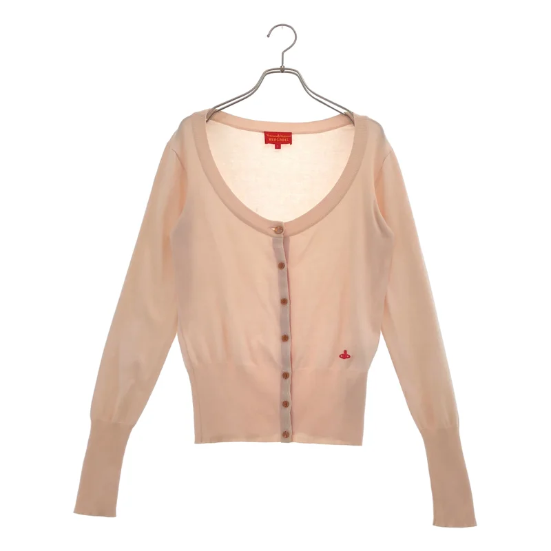 VIVIENNE WESTWOOD RED LABEL / ヴィヴィアンウエストウッドレッドレーベル | コットン混 ロゴ刺しゅう ワイドネック ニットカーディガン | 2 | レディース