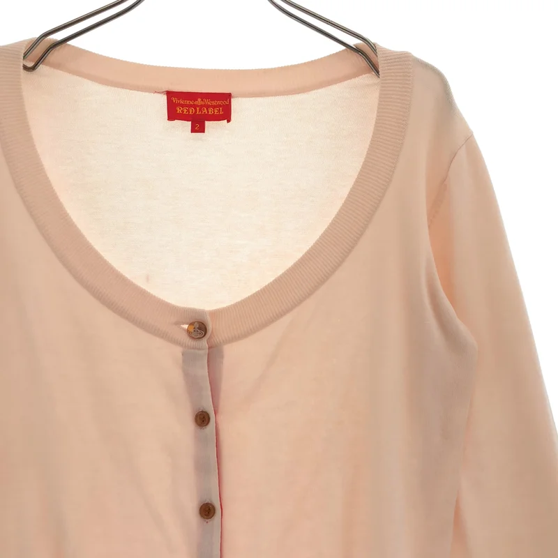 VIVIENNE WESTWOOD RED LABEL / ヴィヴィアンウエストウッドレッドレーベル | コットン混 ロゴ刺しゅう ワイドネック ニットカーディガン | 2 | レディース