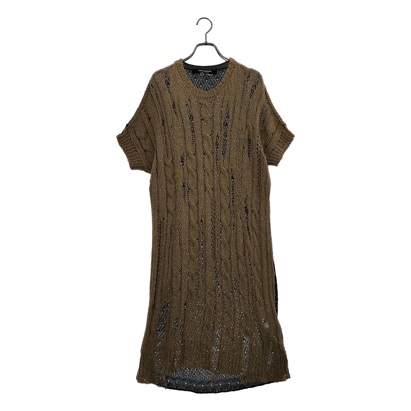 JUNYA WATANABE COMME des GARCONS / ジュンヤワタナベ | 2016SS | コットン ダメージ加工 切り替え クロシェニットワンピース | S | レディース