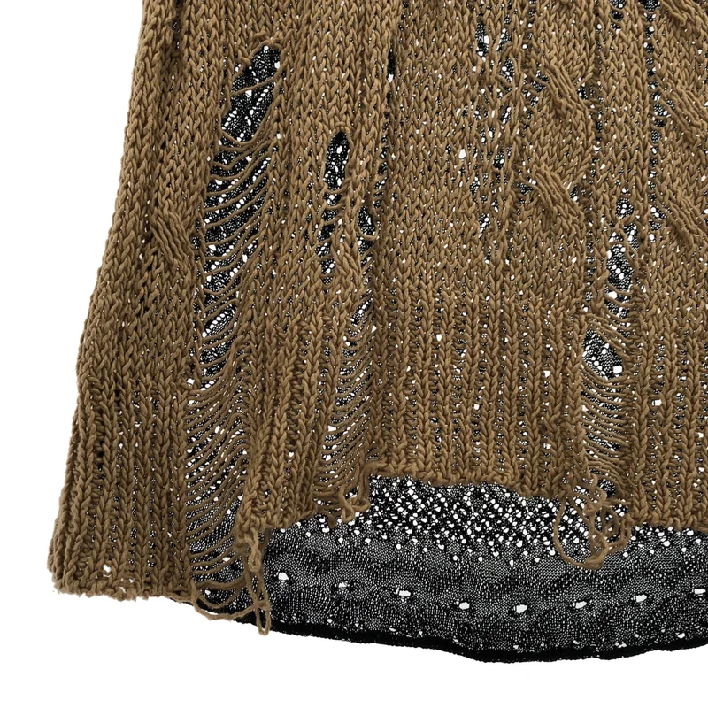 JUNYA WATANABE COMME des GARCONS / ジュンヤワタナベ | 2016SS | コットン ダメージ加工 切り替え クロシェニットワンピース | S | レディース