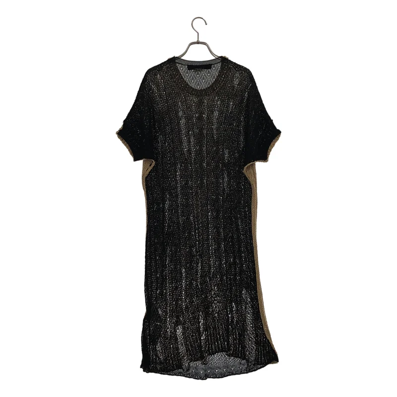 JUNYA WATANABE COMME des GARCONS / ジュンヤワタナベ | 2016SS | コットン ダメージ加工 切り替え クロシェニットワンピース | S | レディース
