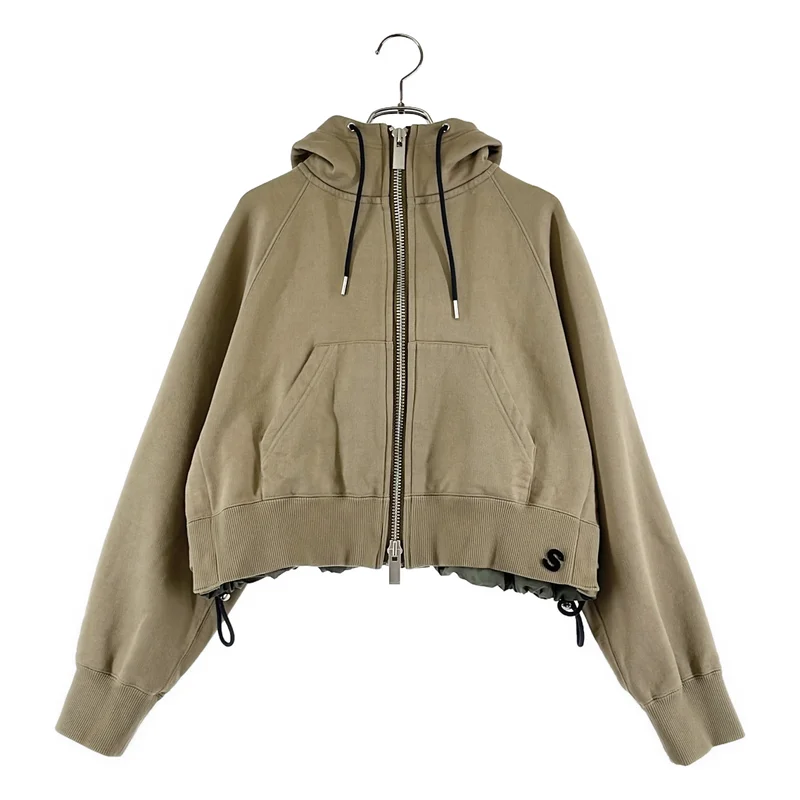 sacai / サカイ | Sロゴ 裾ギャザー ダブルジップ フーデッド パーカ | 2 | レディース