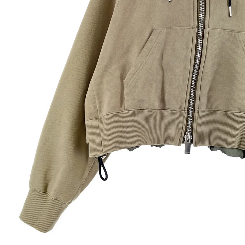 sacai / サカイ | Sロゴ 裾ギャザー ダブルジップ フーデッド パーカ | 2 | レディース