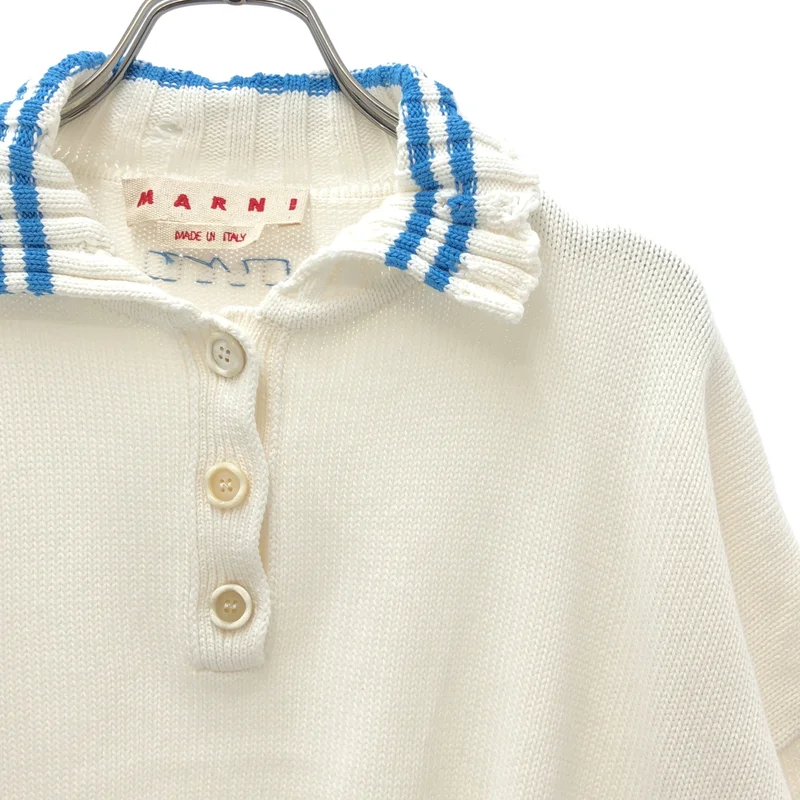 MARNI / マルニ | 2025AW | コットン ダメージ加工 ショートニット ポロシャツ | 40 | レディース