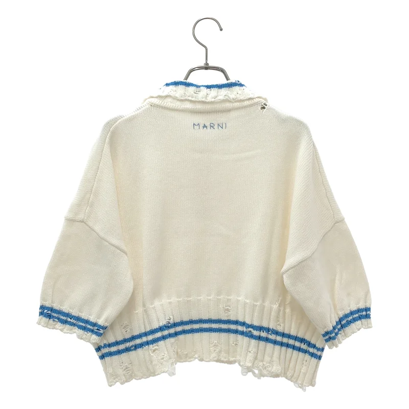 MARNI / マルニ | 2025AW | コットン ダメージ加工 ショートニット ポロシャツ | 40 | レディース