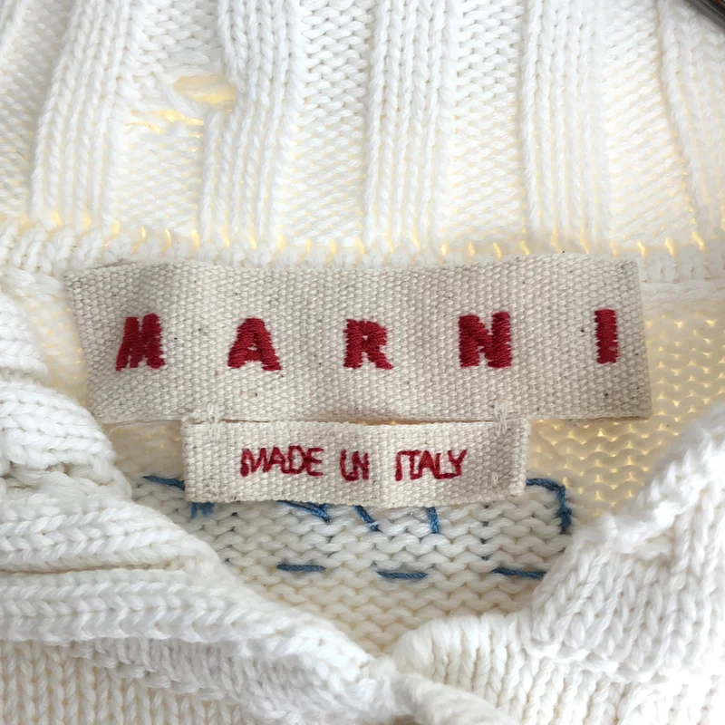 MARNI / マルニ | 2025AW | コットン ダメージ加工 ショートニット ポロシャツ | 40 | レディース