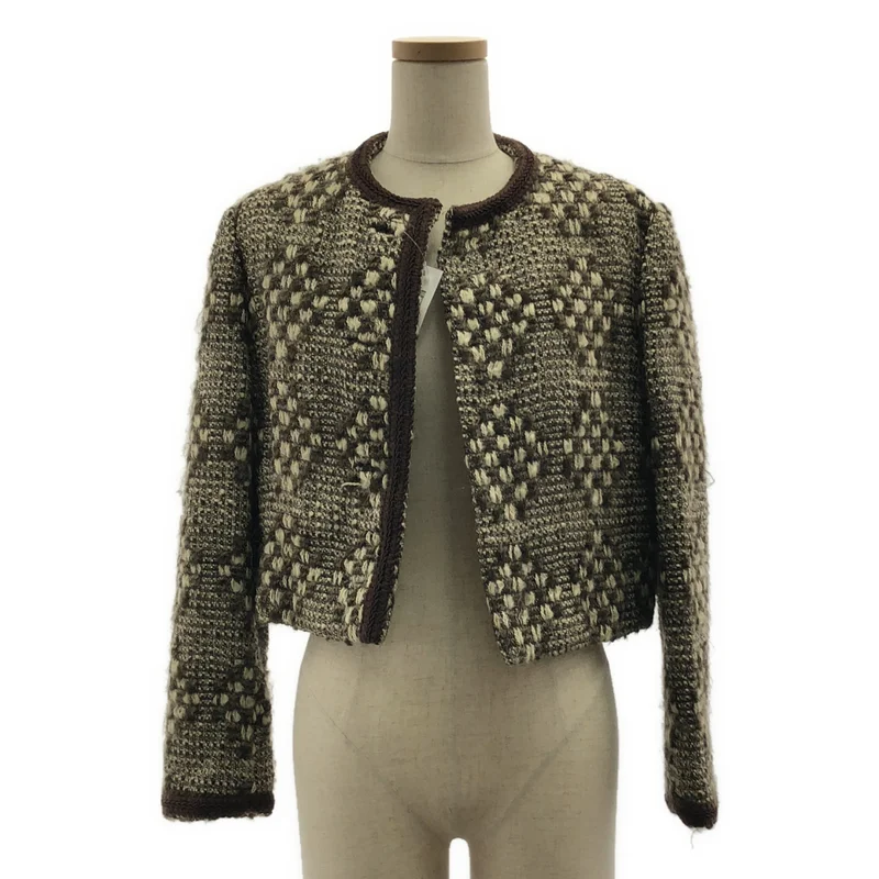 VINTAGE / ヴィンテージ古着 | 1970s | Bill Blass / ウール ツイード ノーカラー ジャケット |