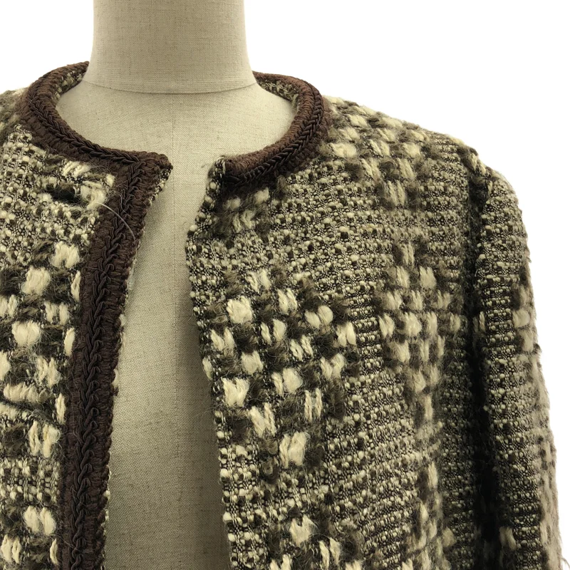VINTAGE / ヴィンテージ古着 | 1970s | Bill Blass / ウール ツイード ノーカラー ジャケット |