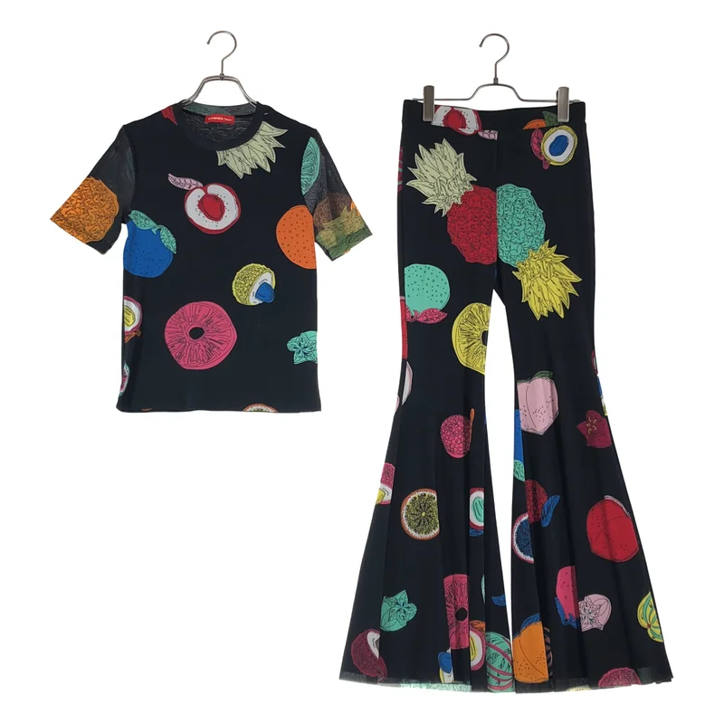 VIVIENNE TAM / ヴィヴィアンタム | セットアップ / ストレッチ Tシャツ / フレアイージーパンツ | 40 | レディース