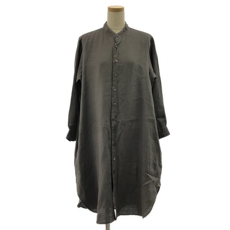 suzuki takayuki / スズキタカユキ | long shirt / リネン バンドカラー ロングシャツワンピース | 0 | レディース