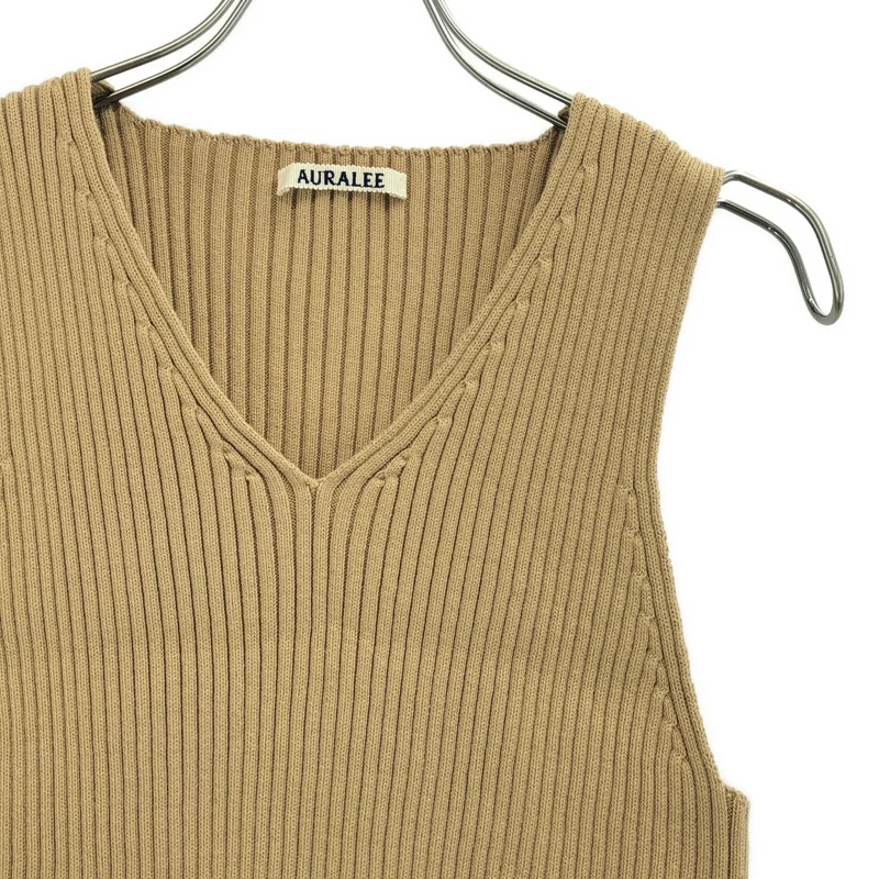 AURALEE / オーラリー | 2025SS | COTTON SILK RIB KNIT V-NECK VEST リブ ベスト | 1 | レディース
