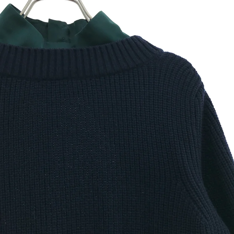 sacai / サカイ | サテンフリル切替 クルーネックニット | 1 | レディース