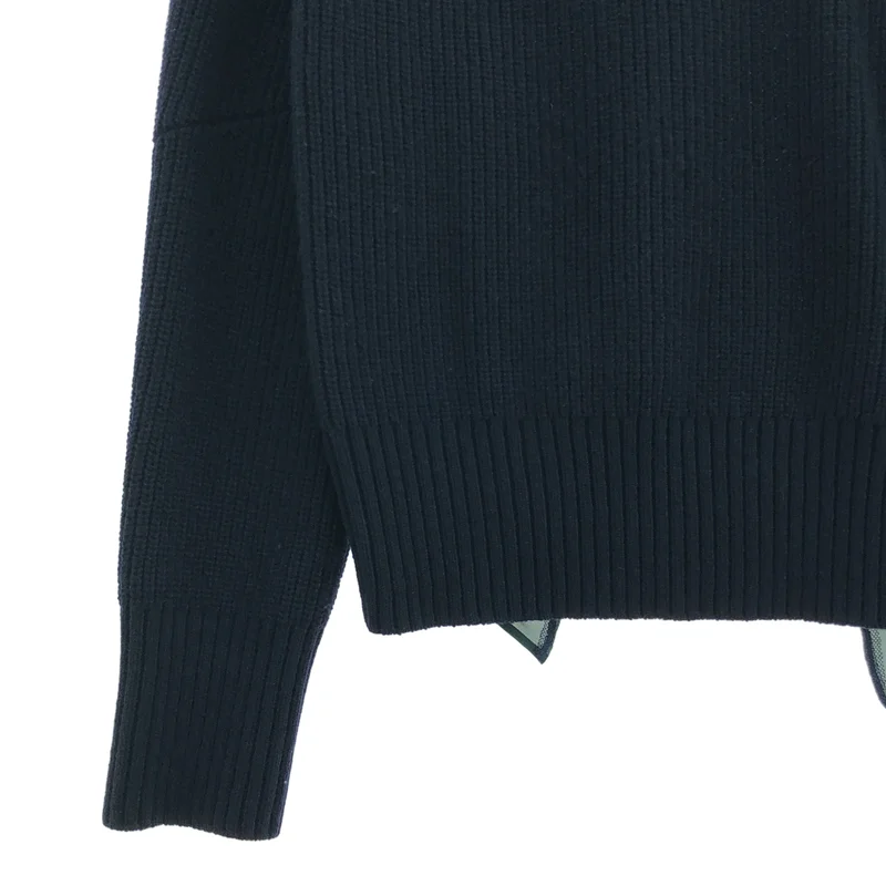 sacai / サカイ | サテンフリル切替 クルーネックニット | 1 | レディース