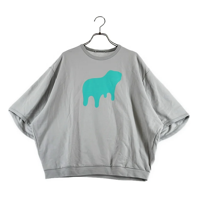 mina perhonen / ミナペルホネン | trois ウール ノーカラーシャツ | 38 | ブルーグレー | レディース 定価4.9万】ミナペルホネン mina perhonen trois プリントウールガーゼ