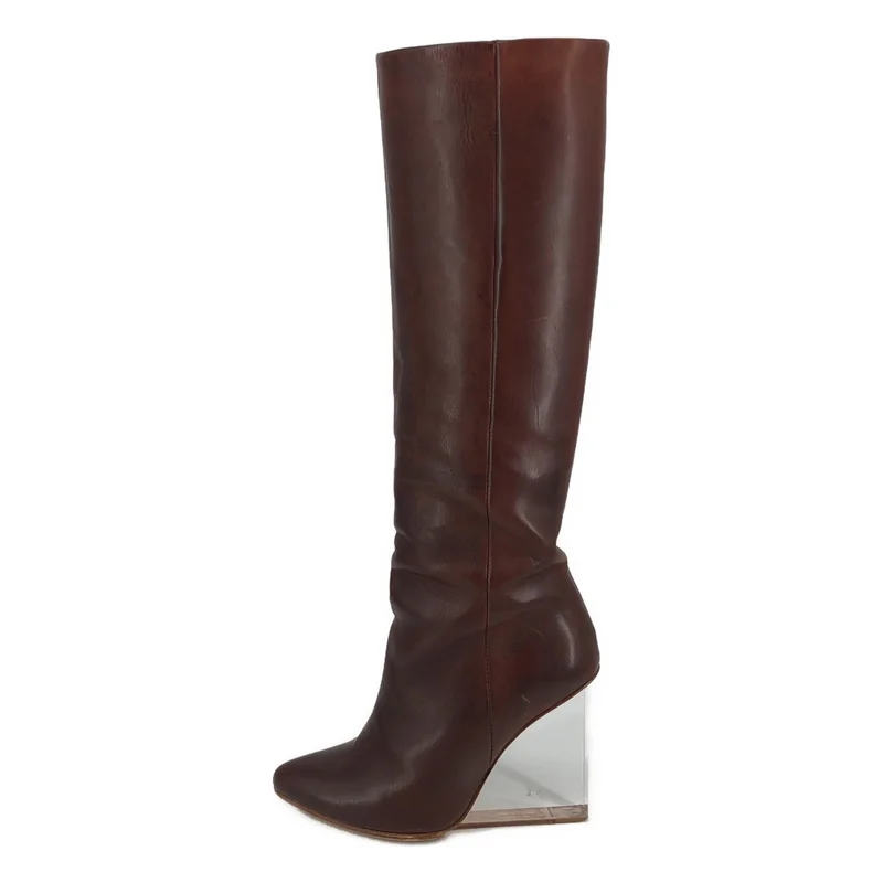 Maison Martin Margiela / メゾンマルタンマルジェラ | × H&M クリアウェッジ レザー ロングブーツ | 36 | レディース