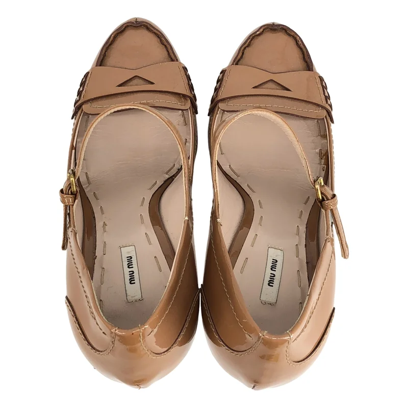 miu miu / ミュウミュウ | パテントレザー ストラップ ヒールパンプス | 37 1/2 | レディース