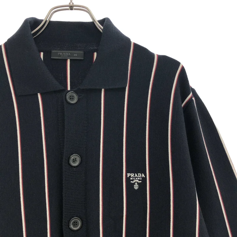 PRADA / プラダ | ウール ストライプカーディガン | 46 | メンズ