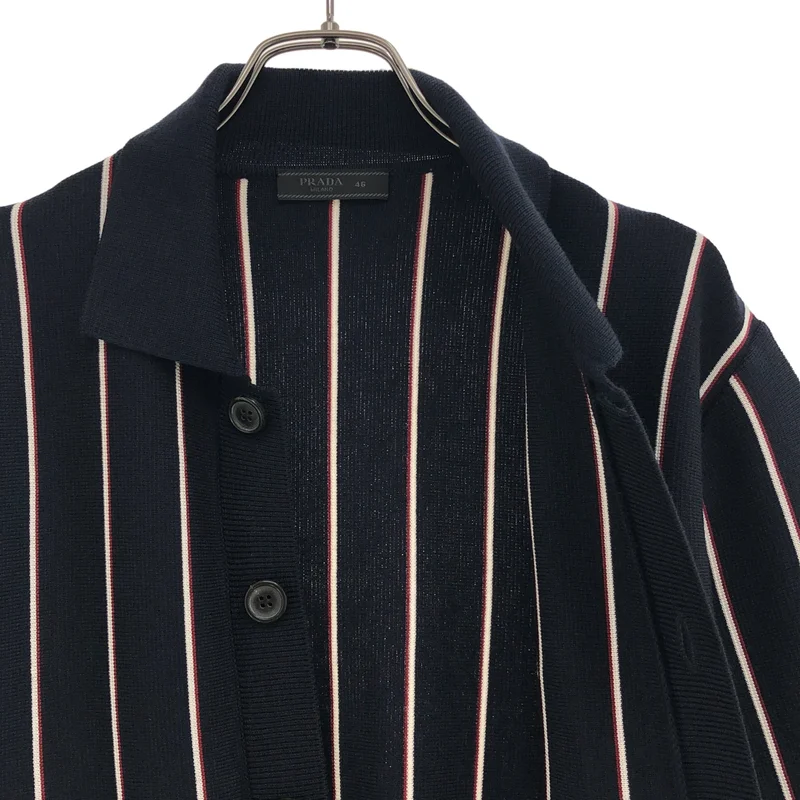 PRADA / プラダ | ウール ストライプカーディガン | 46 | メンズ