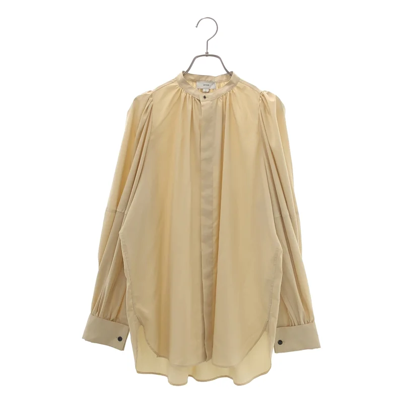HYKE / ハイク | 2023AW | FD BALOON SLEEVE SHIRT / ギャザー バンドカラー シャツ ブラウス | 1 | レディース