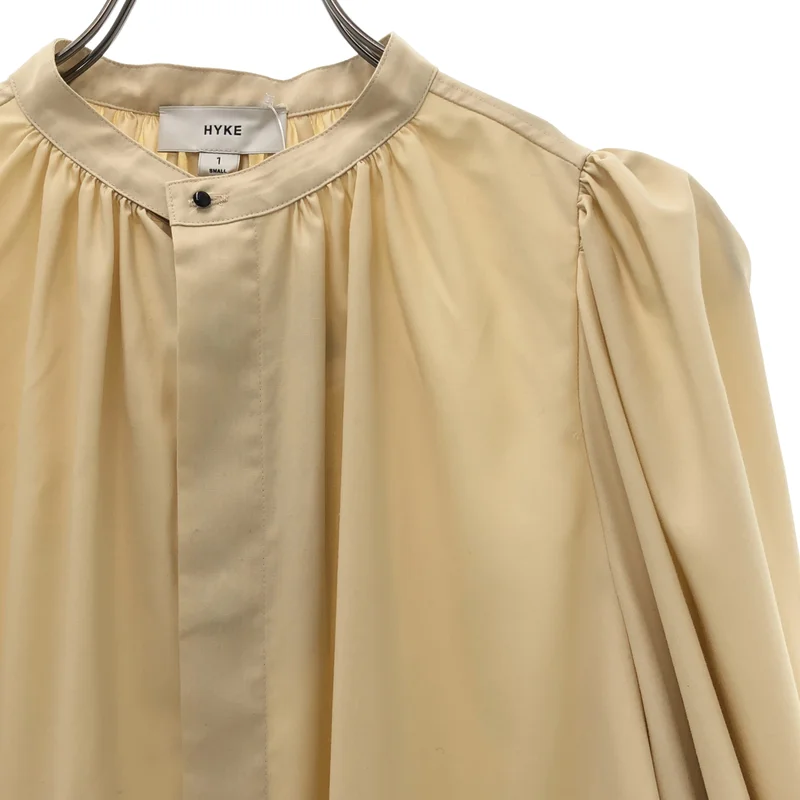 HYKE / ハイク | 2023AW | FD BALOON SLEEVE SHIRT / ギャザー バンドカラー シャツ ブラウス | 1 | レディース