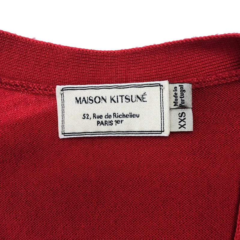 MAISON KITSUNE / メゾンキツネ | ウール ロゴボタン ニット カーディガン | XXS | メンズ