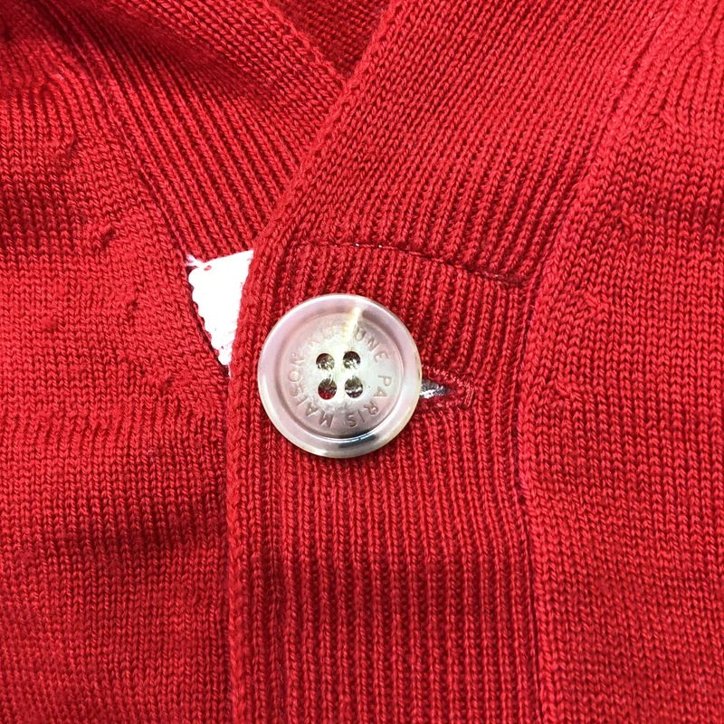 MAISON KITSUNE / メゾンキツネ | ウール ロゴボタン ニット カーディガン | XXS | メンズ