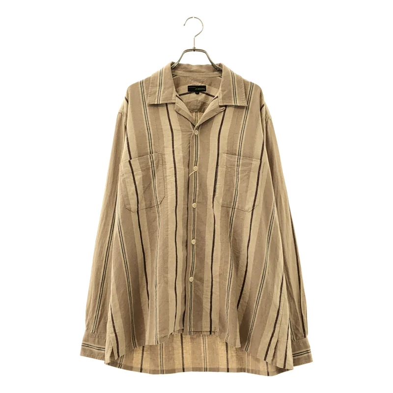 MOJITO / モヒート | 2025SS | ABSHINTH SHIRT Bar.2.0 / コットン リネン ストライプ オープンカラーシャツ | 48 | メンズ