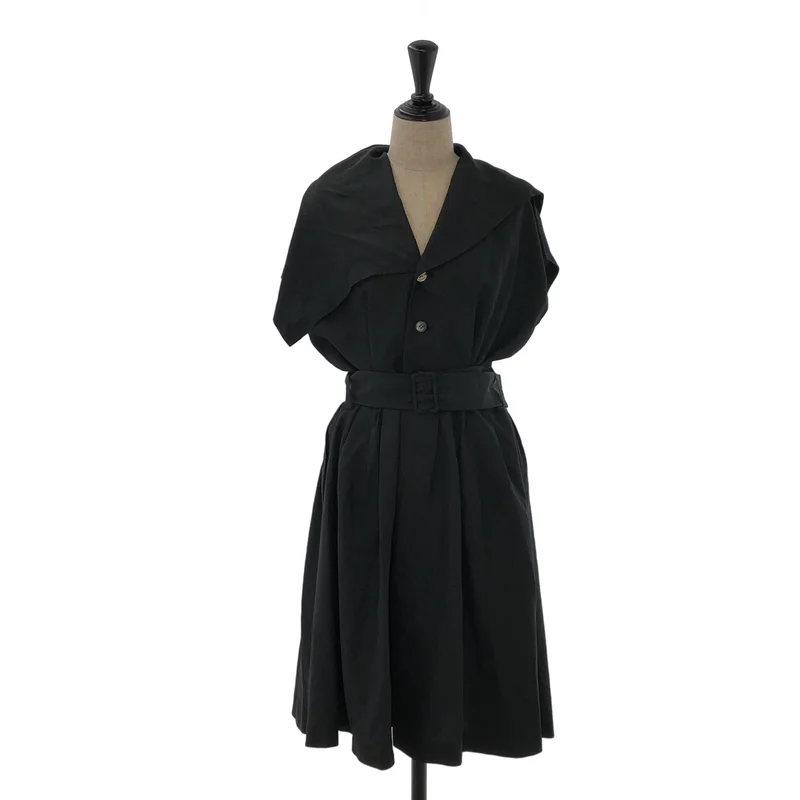tricot COMME des GARCONS / トリココムデギャルソン | シルク レーヨン ビックカラー ノースリーブ ワンピース |