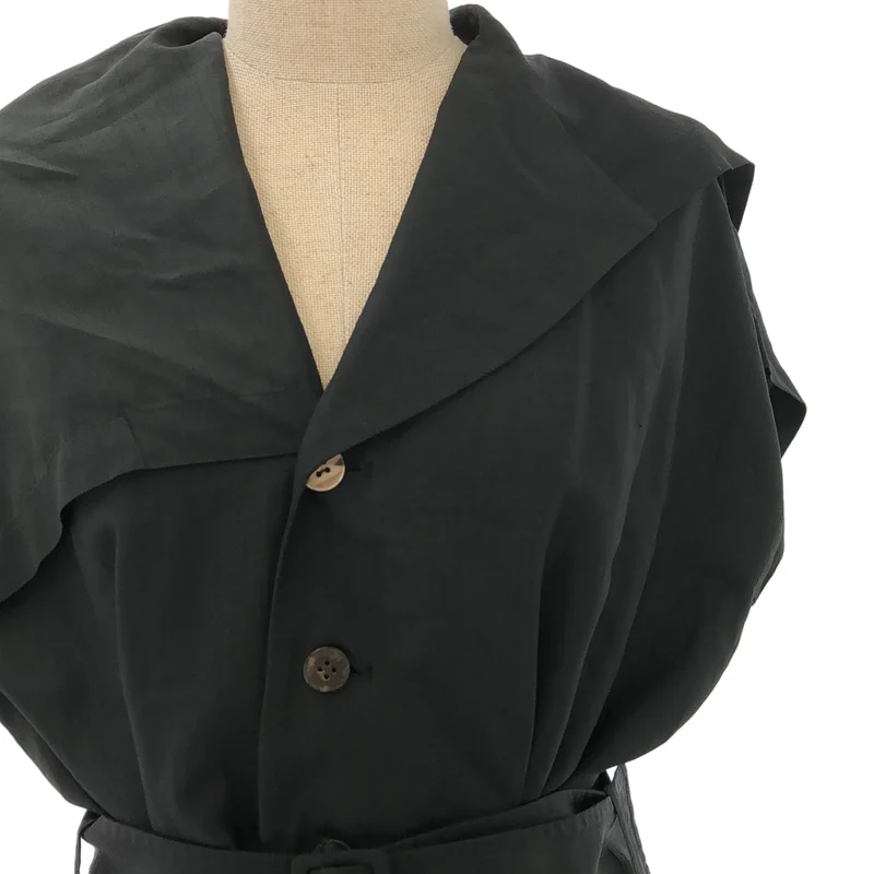 tricot COMME des GARCONS / トリココムデギャルソン | シルク レーヨン ビックカラー ノースリーブ ワンピース |