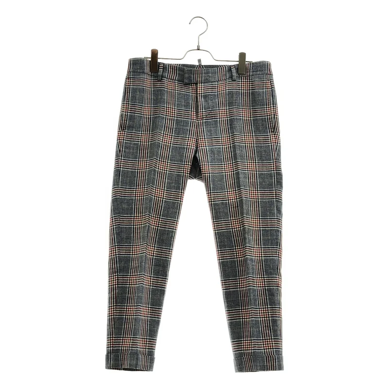 DSQUARED2 / ディースクエアード | ウール リネン チェック テーパードスラックス | 40 | レディース