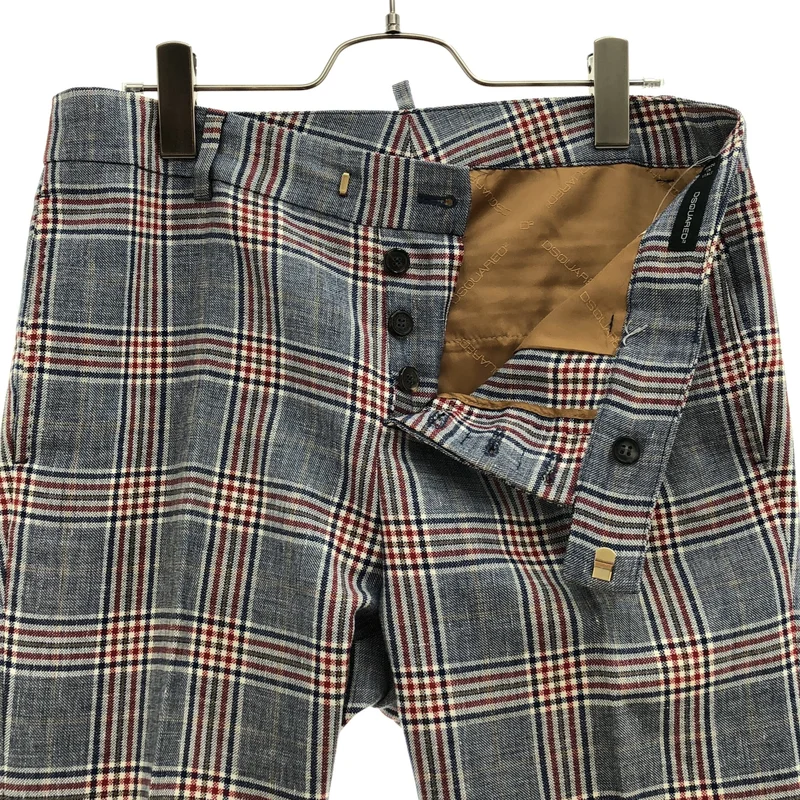 DSQUARED2 / ディースクエアード | ウール リネン チェック テーパードスラックス | 40 | レディース