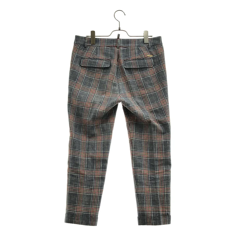 DSQUARED2 / ディースクエアード | ウール リネン チェック テーパードスラックス | 40 | レディース