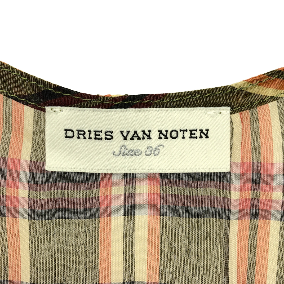 【美品】  DRIES VAN NOTEN / ドリスヴァンノッテン | silk 100％ / シルク ラウンドカット シアー ノースリーブ ロング ブラウス | 36 | イエロー/レッド系 | レディース 美品】 DRIES VAN NOTEN / ドリスヴァンノッテン | silk 100