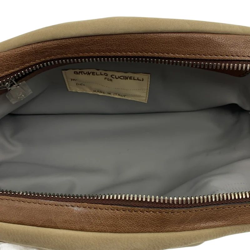 BRUNELLO CUCINELLI / ブルネロクチネリ | レザー ロゴジップ セカンドバッグ ポーチ |
