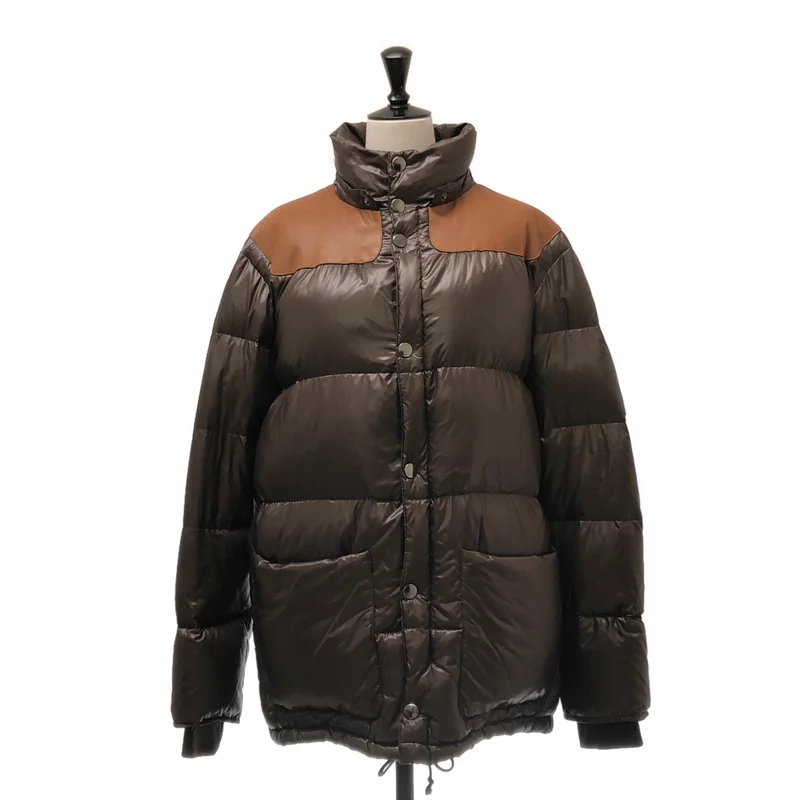 PS Paul Smith / ピーエスポールスミス | レザー切替 フードファー ダウンジャケット | M | メンズ