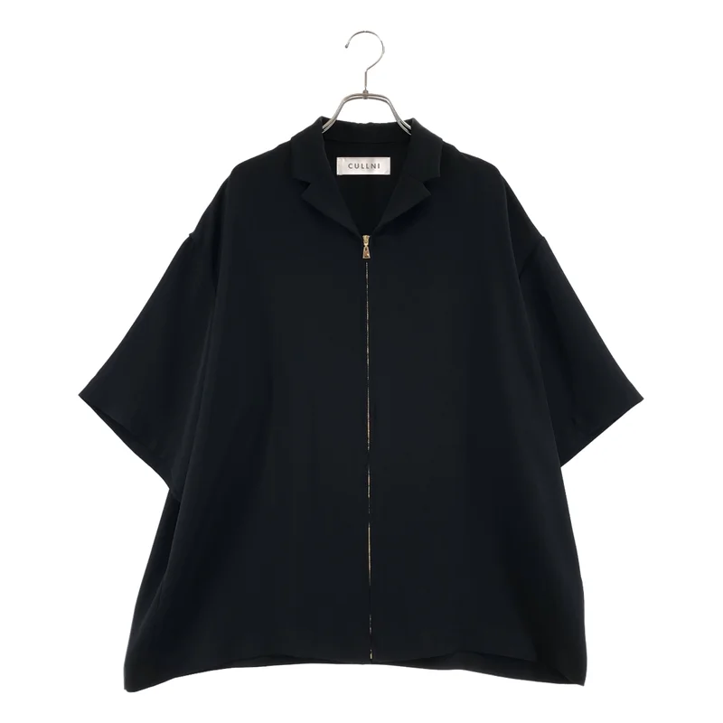 CULLNI / クルニ | Double Satin Zip Short Sleeve Shirt ジップオープンカラーシャツ | 2 | メンズ