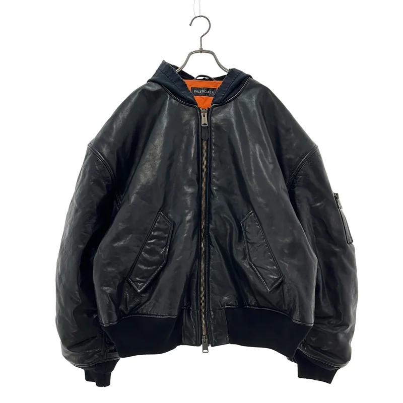 BALENCIAGA / バレンシアガ | レザー コットン オーバーサイズ ジャケット / ダメージ加工 | XS | メンズ
