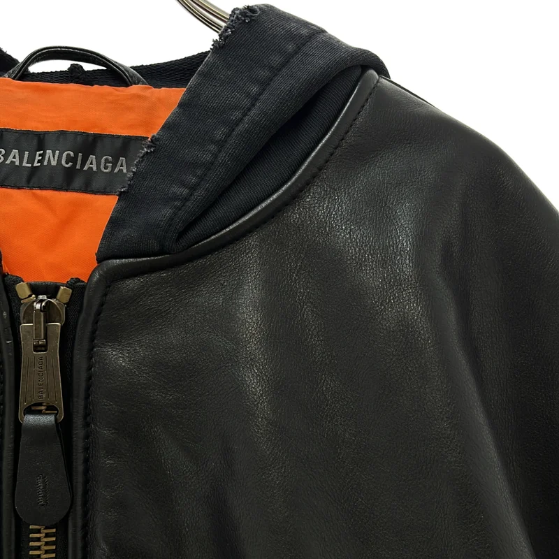 BALENCIAGA / バレンシアガ | レザー コットン オーバーサイズ ジャケット / ダメージ加工 | XS | メンズ