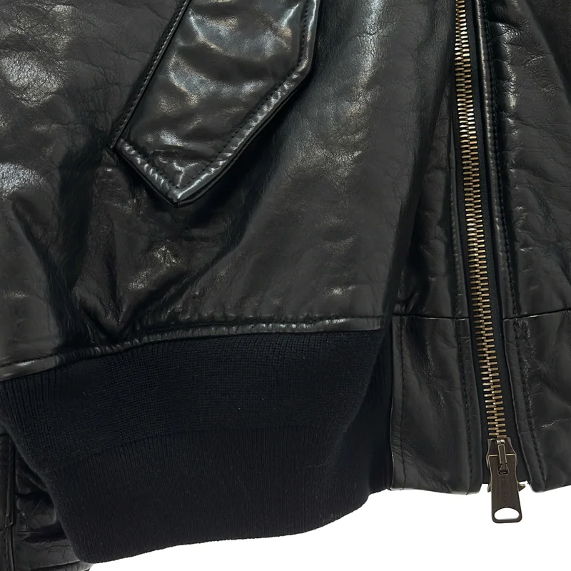 BALENCIAGA / バレンシアガ | レザー コットン オーバーサイズ ジャケット / ダメージ加工 | XS | メンズ