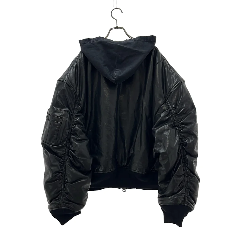 BALENCIAGA / バレンシアガ | レザー コットン オーバーサイズ ジャケット / ダメージ加工 | XS | メンズ