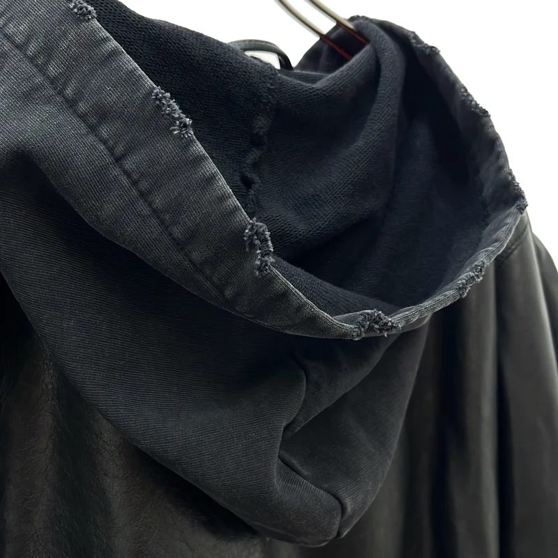 BALENCIAGA / バレンシアガ | レザー コットン オーバーサイズ ジャケット / ダメージ加工 | XS | メンズ