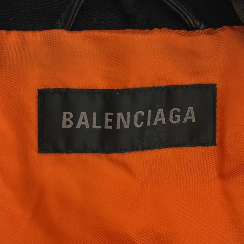 BALENCIAGA / バレンシアガ | レザー コットン オーバーサイズ ジャケット / ダメージ加工 | XS | メンズ