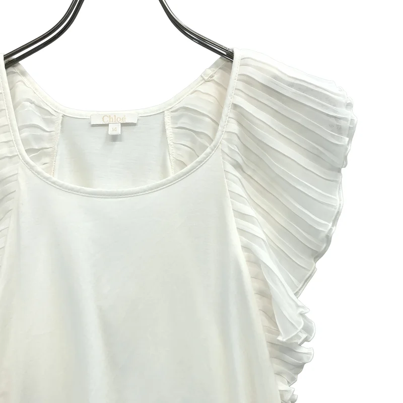 Chloe / クロエ | プリーツ切り替え フレンチスリーブTシャツ | 14 | レディース