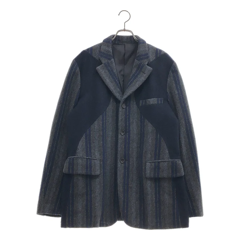 COMME des GARCONS HOMME PLUS / コムデギャルソンオムプリュス | 2003AW | ウールストライプ カーブデザイン テーラードジャケット | M | メンズ