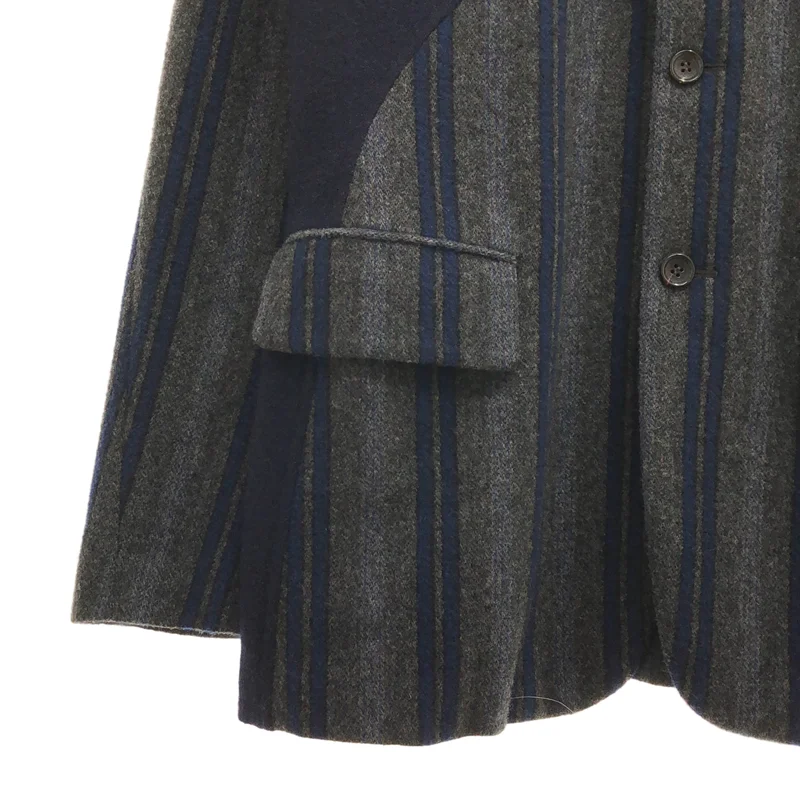 COMME des GARCONS HOMME PLUS / コムデギャルソンオムプリュス | 2003AW | ウールストライプ カーブデザイン テーラードジャケット | M | メンズ